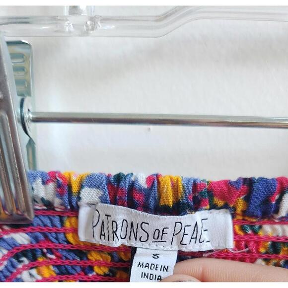 Patrons Of Peace Shorts Womens Small Floral Bow Tie Smocked Waist Summer Casual - Picture 5 of 5